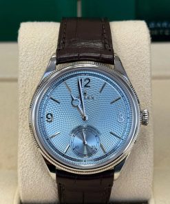 Alternative view of Rolex 1908 Platinum Ice Blue Dial Brown Alligator Strap - 52506-0002