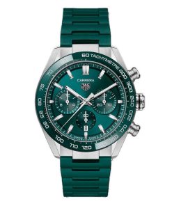 TAG Heuer Carrera Chronograph 44mm Mens Watch Green Rubber CBN2A1N.FT6238