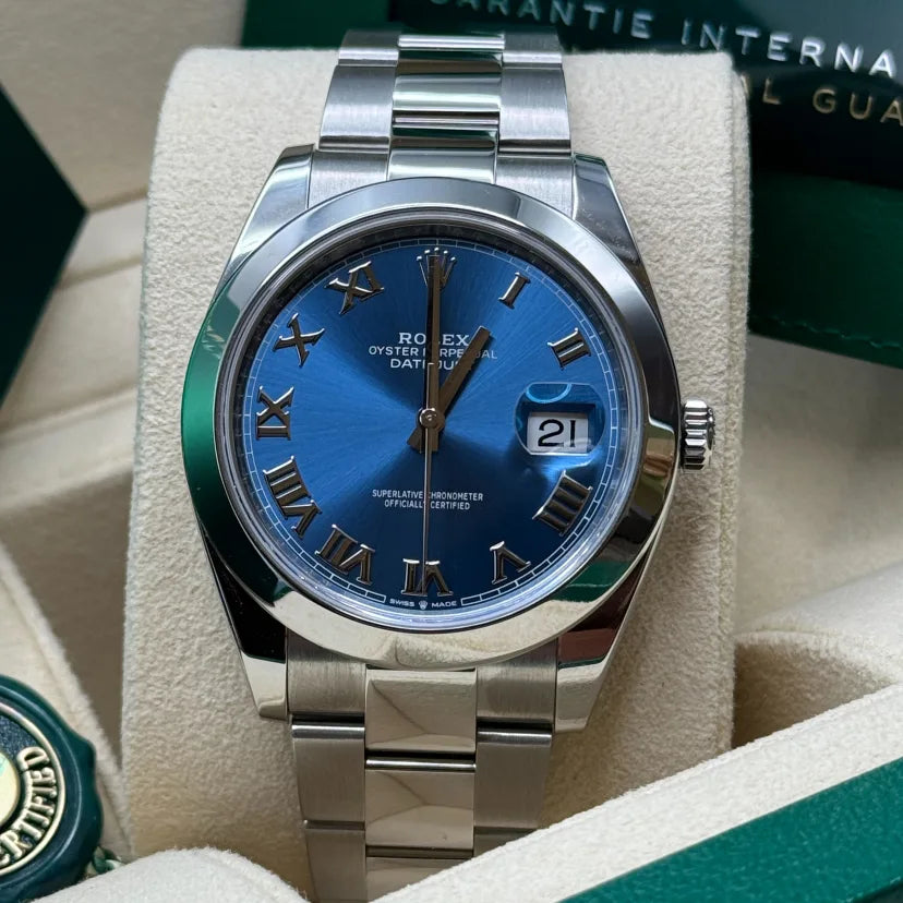 Rolex Datejust 41mm 126300 Blue Roman Oyster Stainless Steel Watch - Image 4