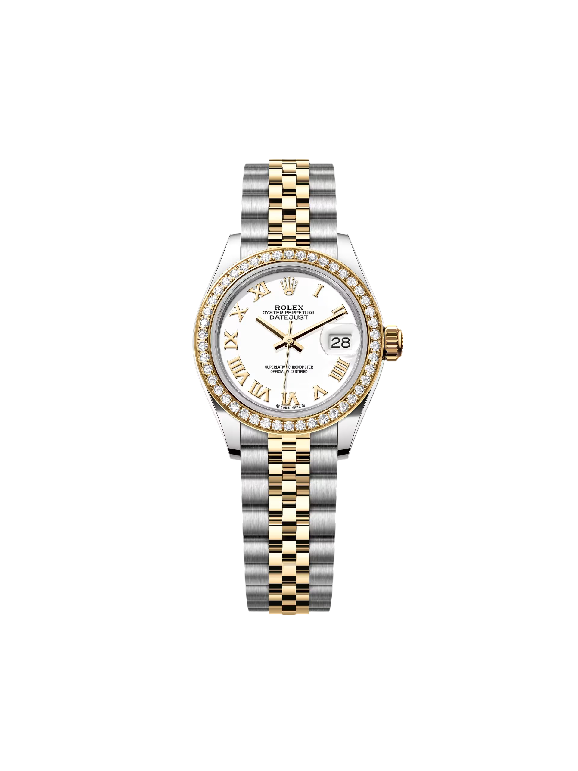 Rolex Lady-Datejust 28mm 279383RBR White Roman Dial Yellow Rolesor Oyster Bracelet - Image 3