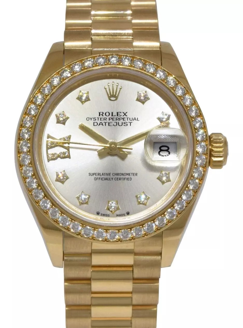 Rolex Lady-Datejust 28mm 279138RBR Silver Dial President Bracelet Watch - Image 8