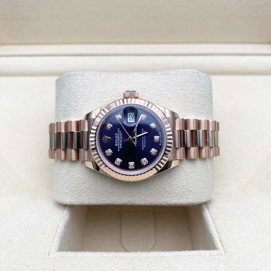 Rolex Lady-Datejust 28mm 279175 Aubergine Diamond-Set Dial President Everose Gold - Image 6