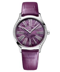 Omega De Ville Trésor quartz purple dial purple leather strap 36mm 428.18.36.60.10.003