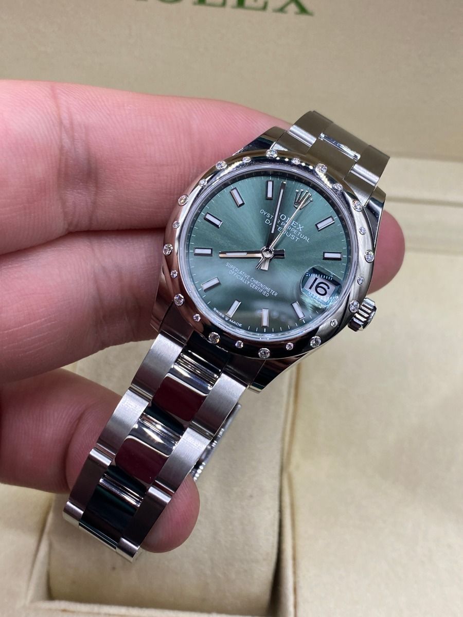 Rolex Datejust m278344-0019/0020 Mint Green Dial 31mm Domed Diamond Oyster Watch - Image 8