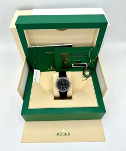 Alternative view of Rolex 1908 White Gold Black Dial Black Alligator Strap - 52509-0002