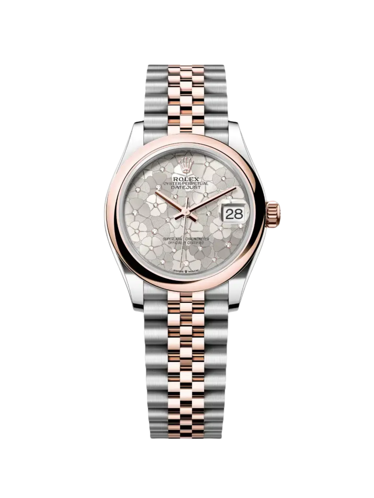 Rolex Datejust m278241-0031/0032 31mm Silver Floral Motif Dial Oyster Bracelet Watch - Image 3