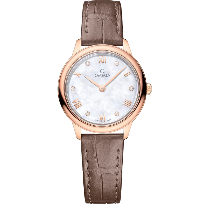 Omega De Ville Prestige 27.5 mm White Dial with Diamonds Sedna 18k Rose Gold Strap 434.53.28.60.55.001
