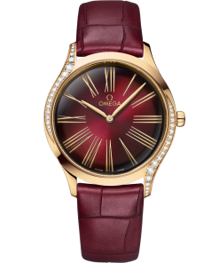 Omega De Ville Trésor 36mm Red Dial with Diamonds Moonshine�?18k Rose Gold Strap 428.58.36.60.11.001