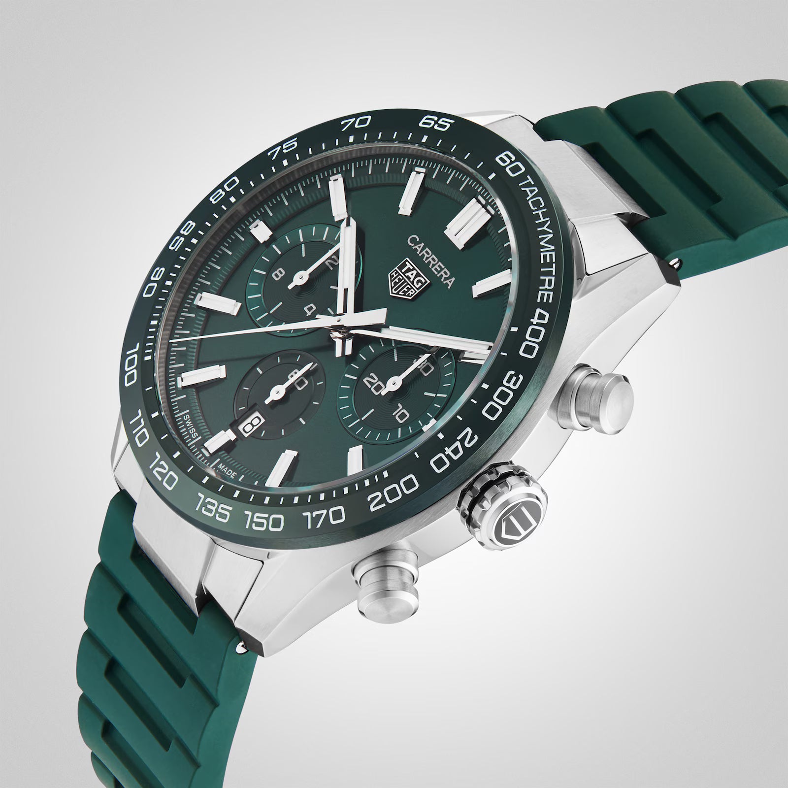 TAG Heuer Carrera Chronograph 44mm Mens Watch Green Rubber CBN2A1N.FT6238 - Image 7