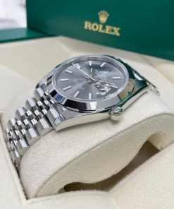 Alternative view of Rolex Datejust 41mm 126300 Slate Index Jubilee Stainless Steel Watch