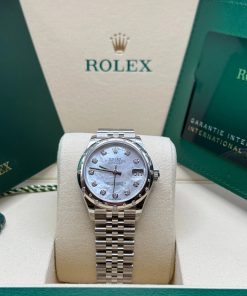 Alternative view of Rolex Datejust m278344-0005/0006 Mother-of-Pearl Dial 31mm Domed Diamond Oyster Watch
