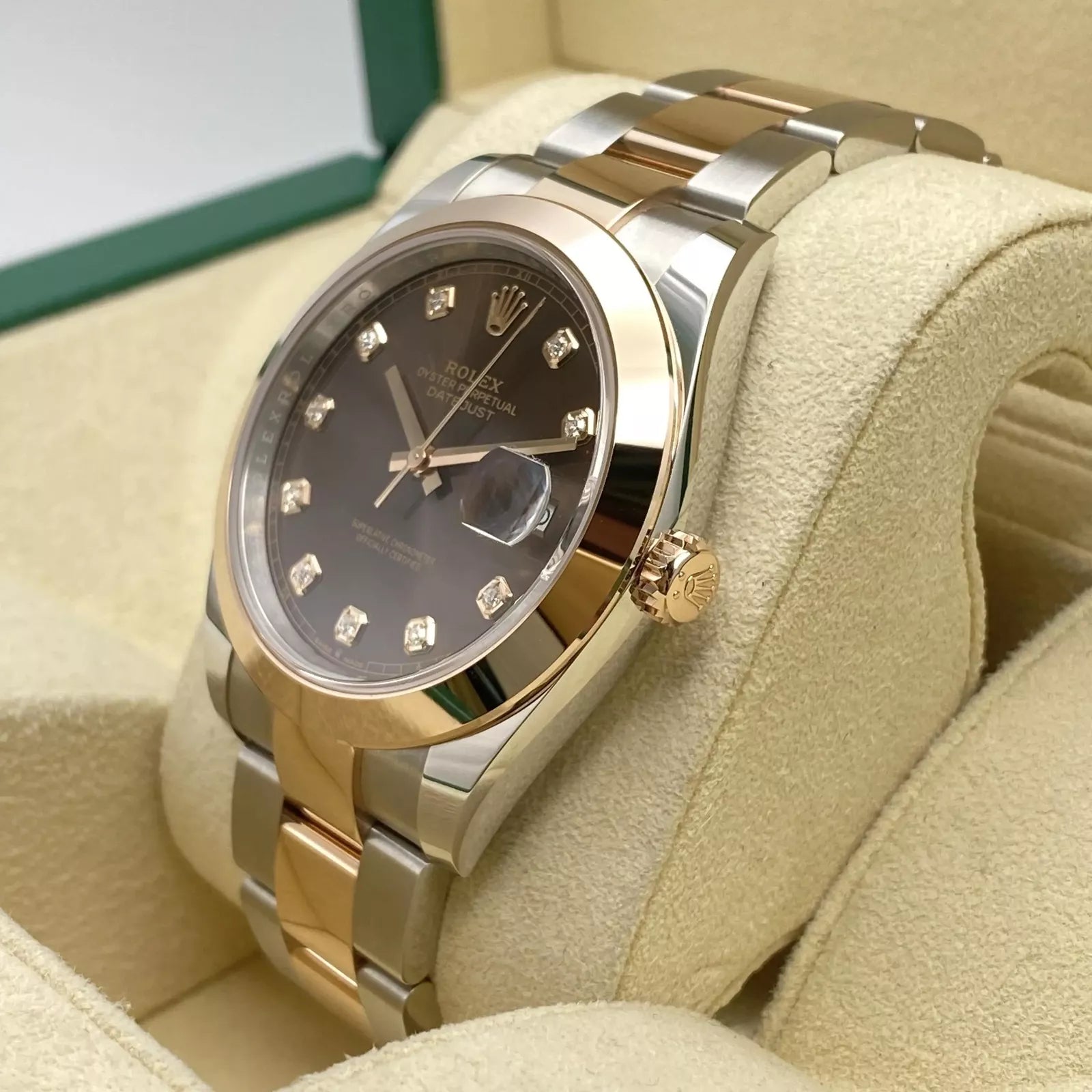 Rolex Datejust 41mm 126301 Chocolate Diamond Jubilee Steel and Everose Gold Watch - Image 4