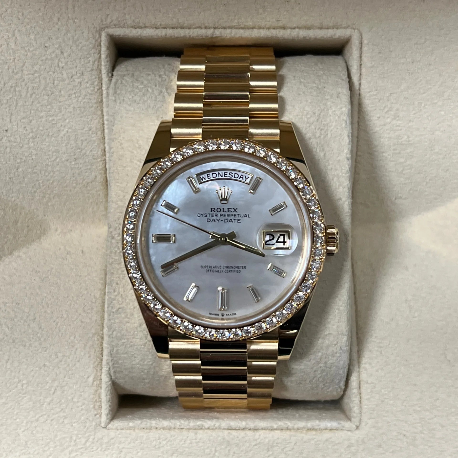 Rolex Day-Date 40mm White Mother-of-Pearl Dial President Watch 228348RBR-0046 - Image 6