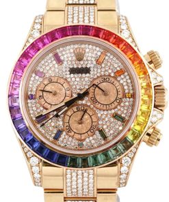 Alternative view of Diamond Rolex Cosmograph Daytona 116505 Custom Rainbow Diamond 18K Rose Gold 40mm