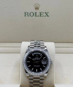 Alternative view of Rolex  Day-Date 40mm 228349RBR-0002 Bright Black Dial President Bracelet