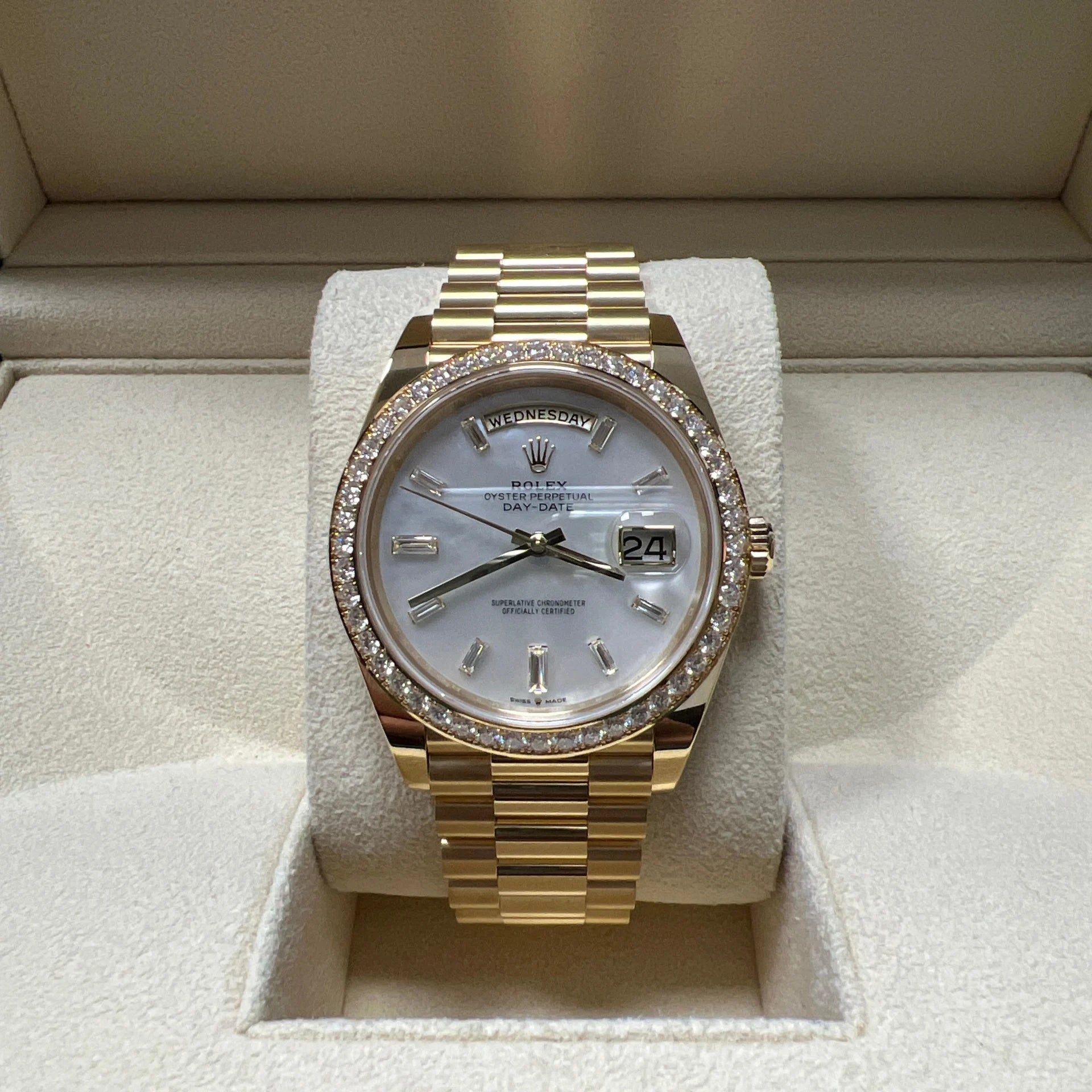 Rolex Day-Date 40mm White Mother-of-Pearl Dial President Watch 228348RBR-0046 - Image 5