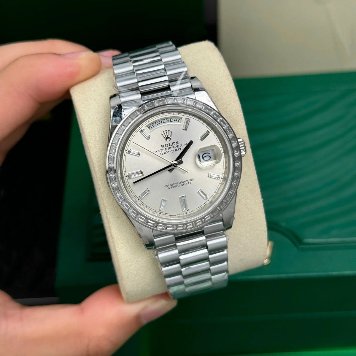 Rolex Day-Date 40mm 228396TBR-0011 Silver Diamonds Dial - Image 2