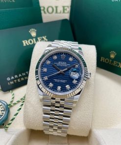 Alternative view of Rolex  Datejust 36mm 126234 Blue Fluted Motif Diamond Dial Jubilee Bracelet Watch