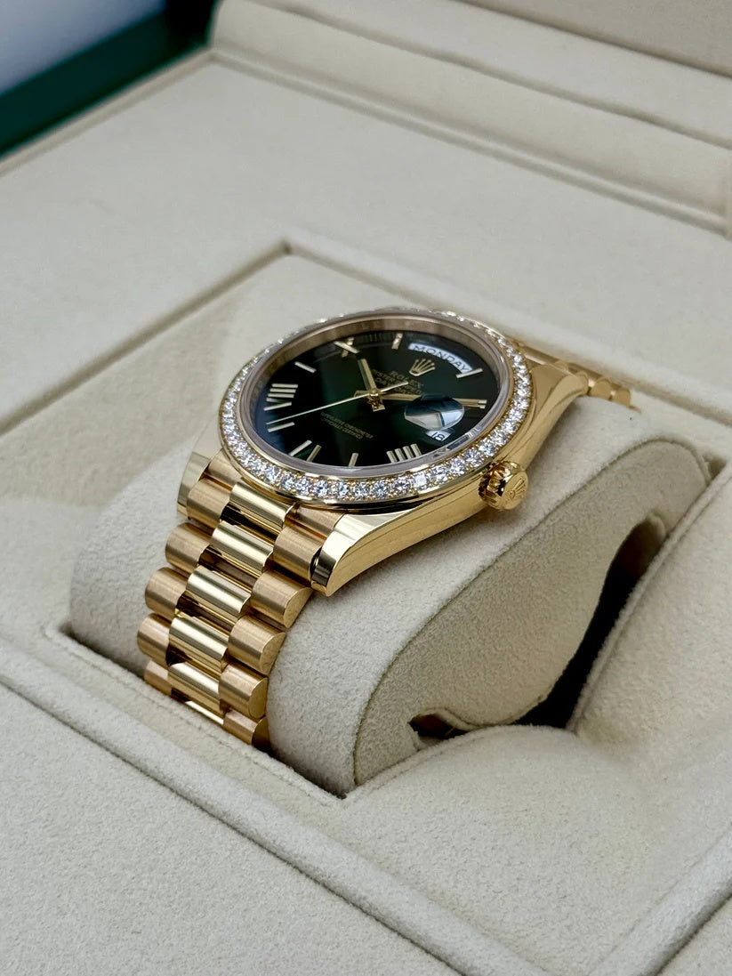 Rolex Day-Date President 40mm Yellow Gold Green Ombre Dial Diamond Bezel - 228348rbr - Image 3
