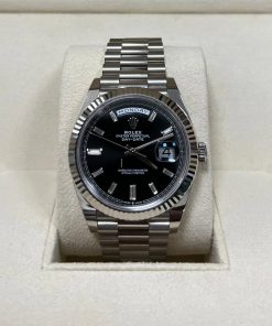 Alternative view of Rolex  Day-Date President 40mm White Gold Black Diamond Baguette Dial - 228239