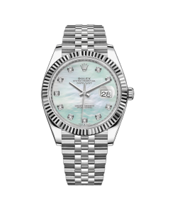 Alternative view of Rolex  Datejust 41 Mother of Pearl Diamond Stainless Steel Fluted Oyster - 126334