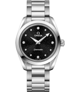 Omega Seamaster Aqua Terra 150M 28mm Black Dial with Diamonds Stainless Steel Bracelet 220.10.28.60.51.001