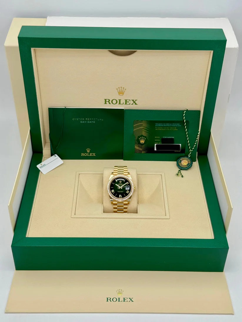 Rolex Day-Date President 40mm Yellow Gold Green Ombre Dial Diamond Bezel - 228348rbr - Image 7