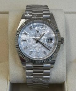 Alternative view of Rolex  Day-Date President 40mm Platinum Meteorite Diamond Baguette Dial - 228236