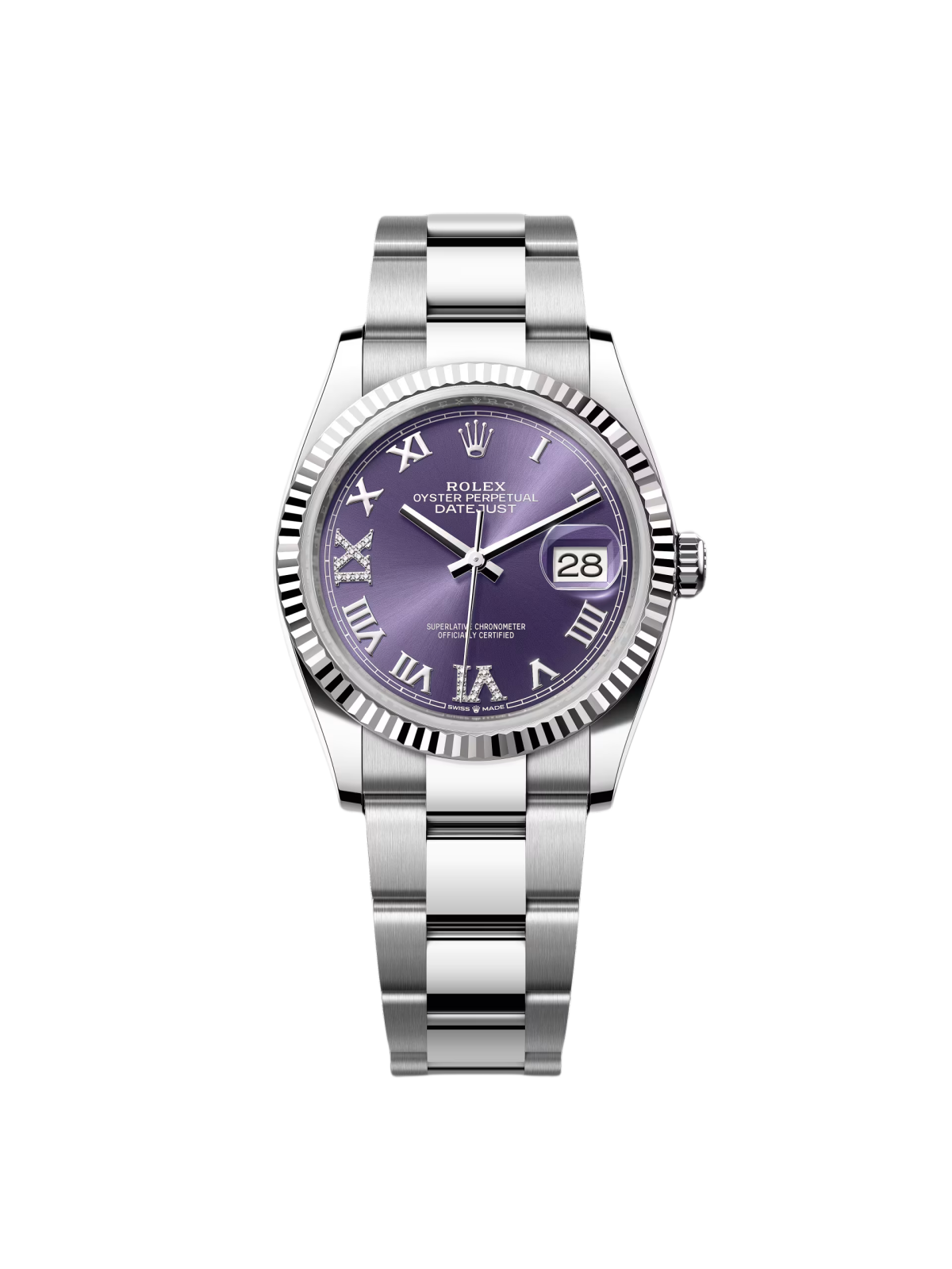 Rolex Datejust 36mm 126234 Datejust Aubergine Purple Diamond Roman Oyster Stainless Steel - Image 2