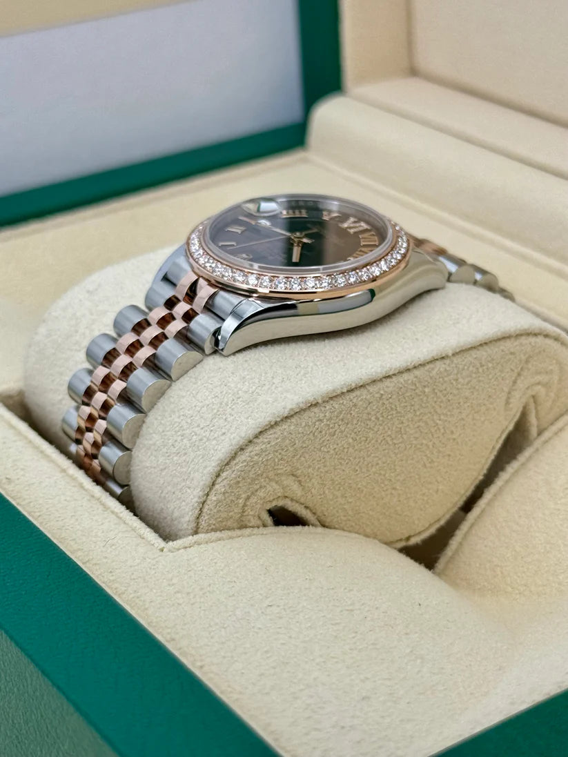 Rolex Datejust m278381-0005/0006 Chocolate Roman Diamond 31mm Dial Diamond-Set Bezel and Oyster Bracelet Watch - Image 6