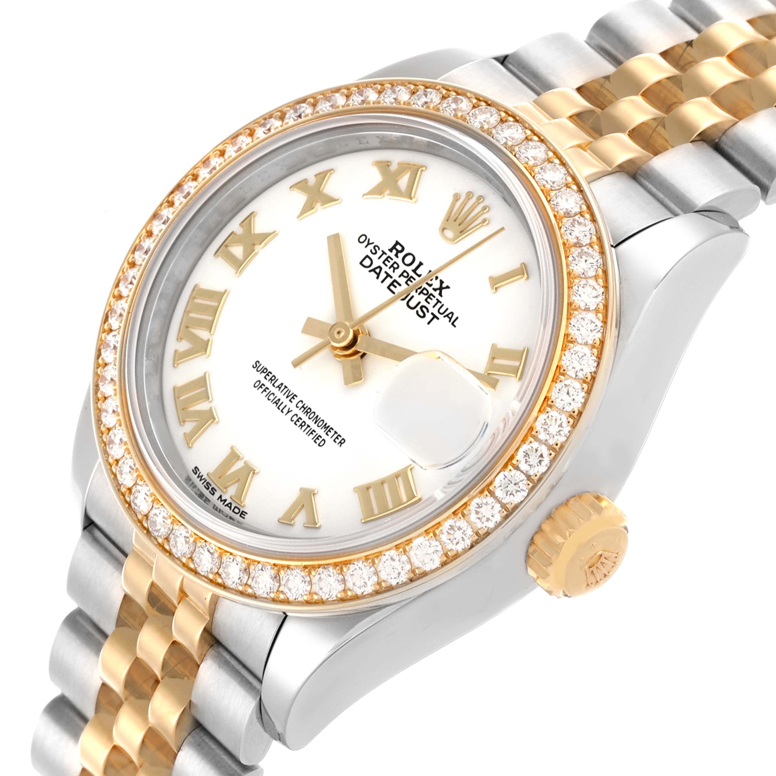 Rolex Lady-Datejust 28mm 279383RBR White Roman Dial Yellow Rolesor Oyster Bracelet - Image 8