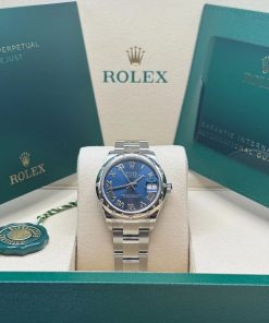 Alternative view of Rolex Datejust m278344-0035/0036 Bright Blue Dial 31mm Domed Diamond Oyster Watch