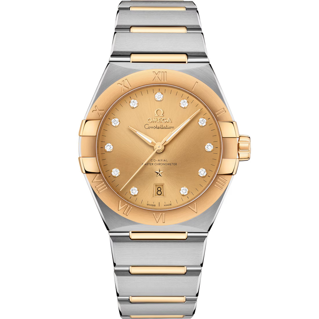Omega Constellation 39mm Yellow Dial with Diamonds Stainless Steel and Sedna�?18k Yellow Gold Bracelet 131.20.39.20.58.001