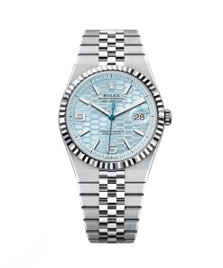 Rolex Land-Dweller 127336-0001 Blue Honeycomb Dial Platinum Jubilee Bracelet 40mm