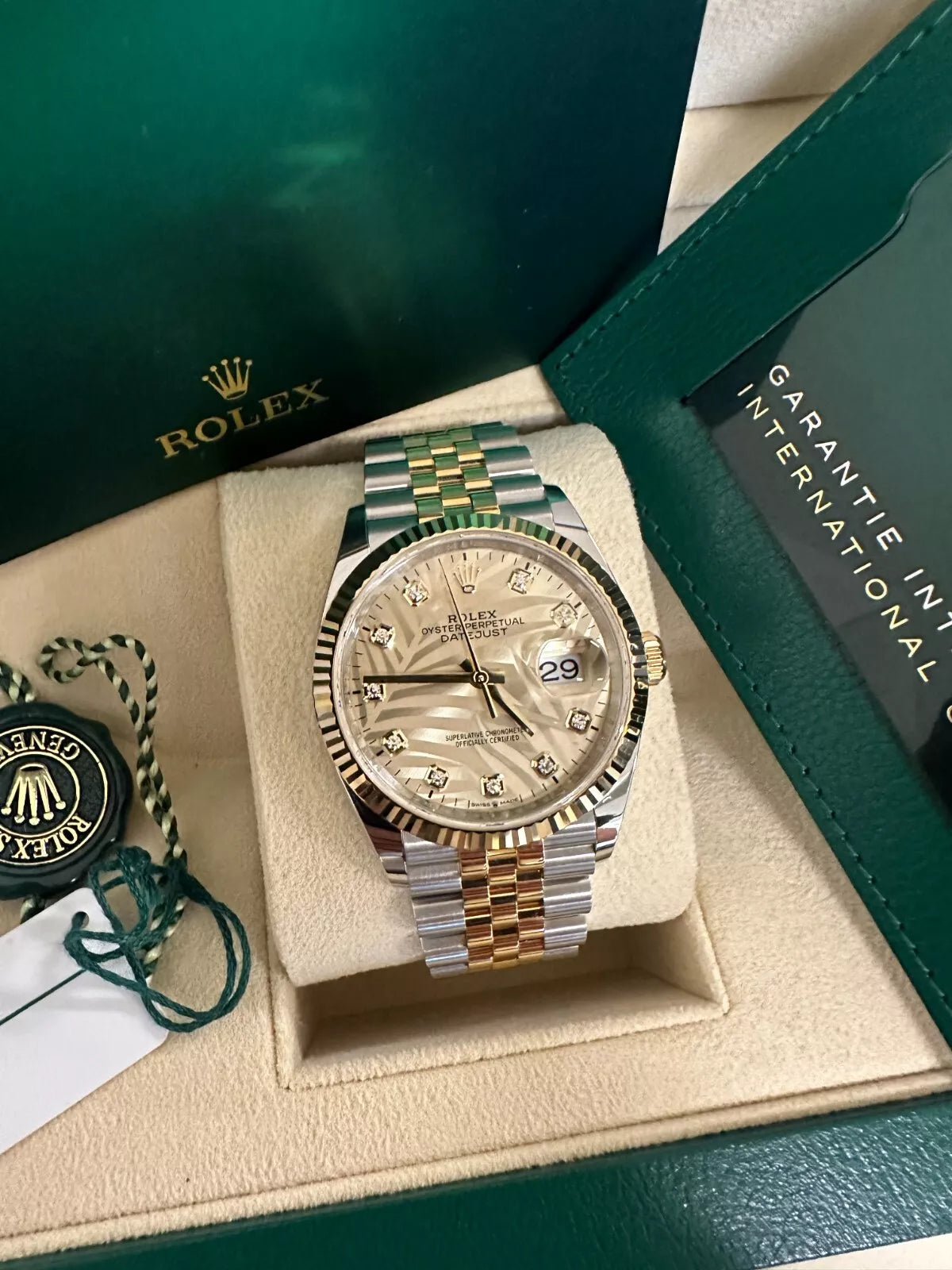 Rolex Datejust 36mm 126233 Champagne Palm Motif Diamond Dial and Jubilee Bracelet Watch - Image 10