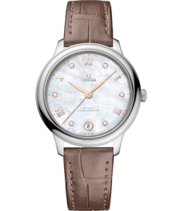 Omega De Ville Prestige 34 mm White Dial with Diamonds Stainless Steel Strap 434.13.34.20.55.001