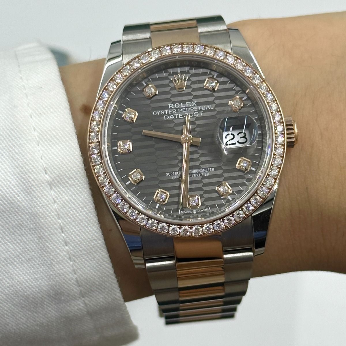 Rolex Datejust 36mm 126281 Slate Fluted Motif Diamond Dial Diamond Bezel and Oyster Bracelet - Image 18