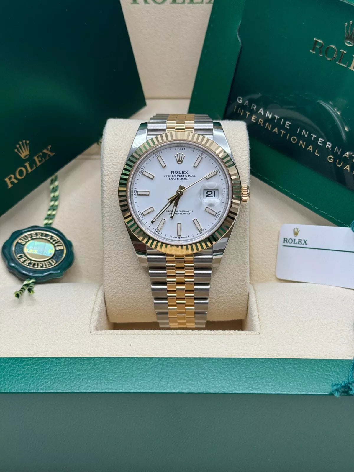 Rolex Datejust 41mm 126333 White Index Oyster Steel and Yellow Gold Mens Watch - Image 5