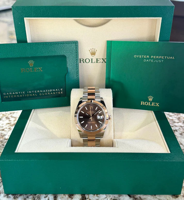 Rolex Datejust 41mm 126301 Chocolate Index Oyster Steel and Everose Gold Watch - Image 11