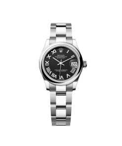 Rolex Datejust m278240-0001/0002 31mm Black Roman Domed Bezel Oyster Oystersteel