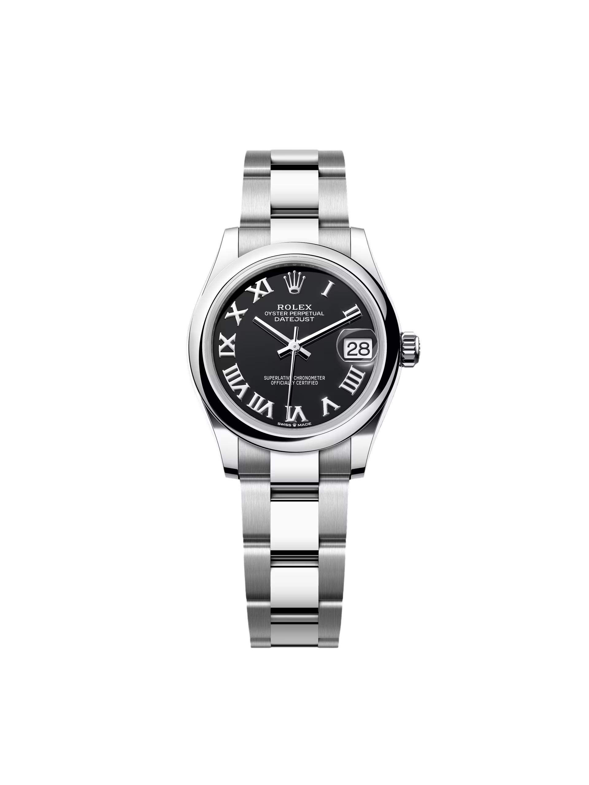 Rolex Datejust m278240-0001/0002 31mm Black Roman Domed Bezel Oyster Oystersteel