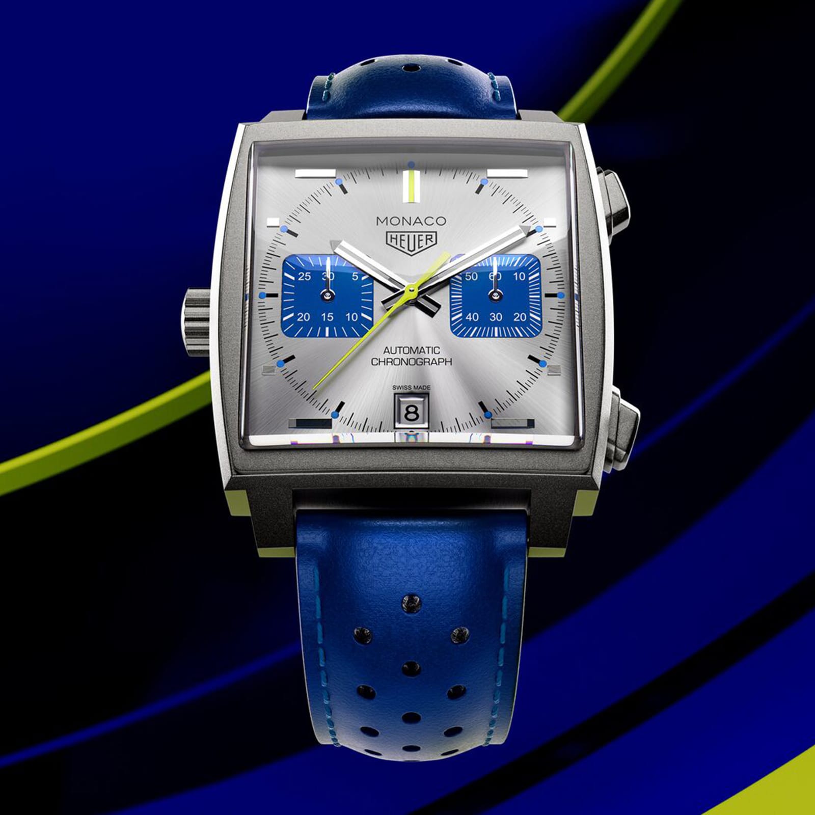 TAG Heuer Monaco Chronograph Racing Blue Limited Edition 39mm Mens Watch Silver CAW218C.FC6548 - Image 7