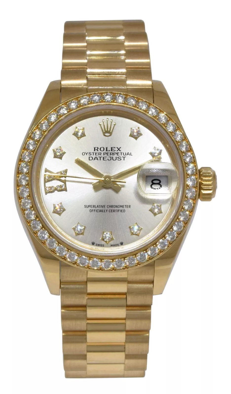 Rolex Lady-Datejust 28mm 279138RBR Silver Dial President Bracelet Watch - Image 3