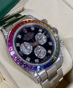 Alternative view of Rolex Daytona Cosmograph Daytona White Gold Rainbow Diamonds 40mm 116599RBOW Box & Papers