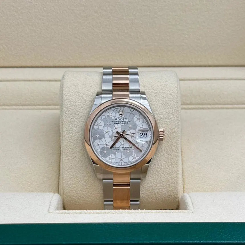 Rolex Datejust m278241-0031/0032 31mm Silver Floral Motif Dial Oyster Bracelet Watch - Image 2