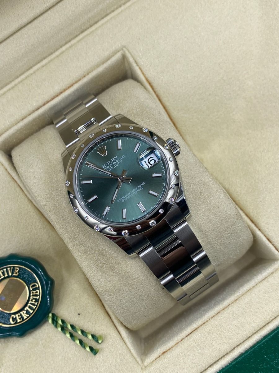 Rolex Datejust m278344-0019/0020 Mint Green Dial 31mm Domed Diamond Oyster Watch - Image 14