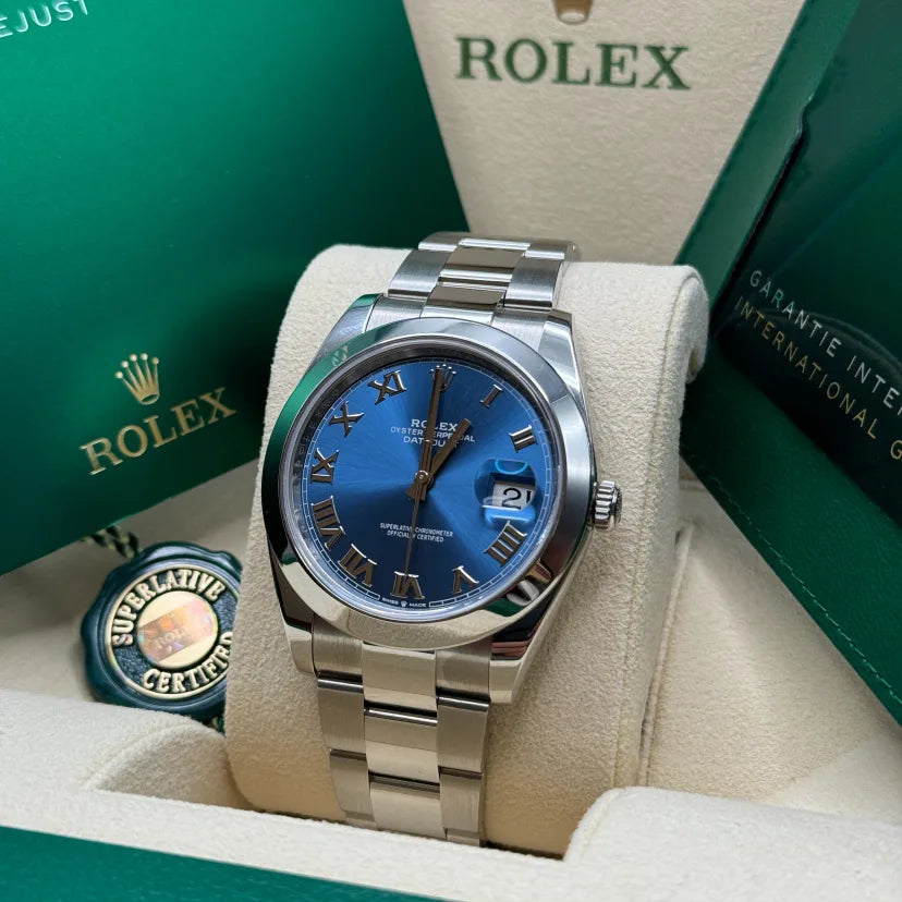 Rolex Datejust 41mm 126300 Blue Roman Oyster Stainless Steel Watch - Image 6