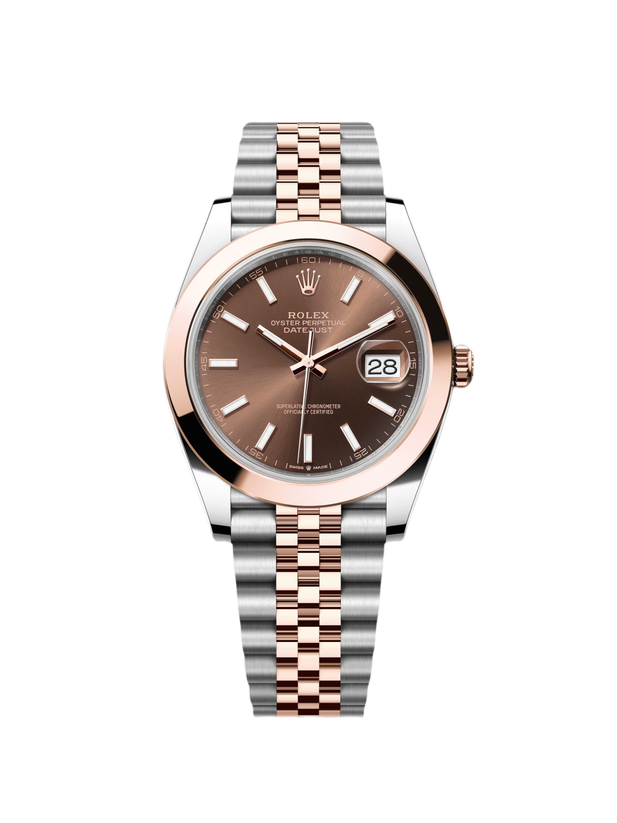 Rolex Datejust 41mm 126301 Chocolate Index Oyster Steel and Everose Gold Watch - Image 2