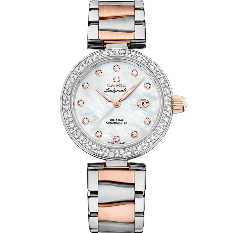 Omega De Ville Ladymatic 34mm White Dial with Diamonds Stainless Steel Sedna�?18k Rose Gold Bracelet 425.25.34.20.55.004 - Image 2