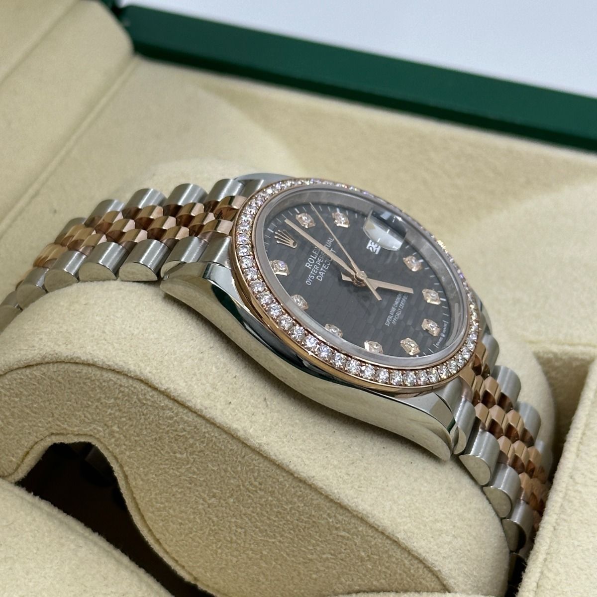 Rolex Datejust 36mm 126281 Slate Fluted Motif Diamond Dial Diamond Bezel and Oyster Bracelet - Image 3